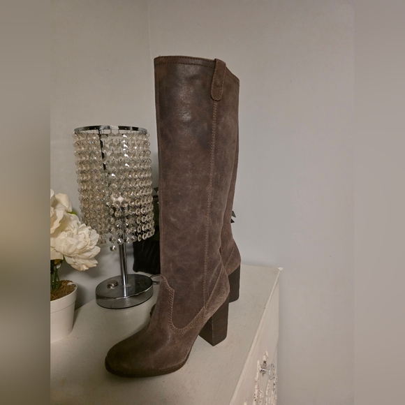 Calvin Klein Brown Suede Heeled Boots - Picture 4 of 6